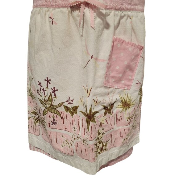 Vintage Inspired Pink Cotton Apron Floral Polka Dot Patterns Aprons By Genie - Picture 3 of 7